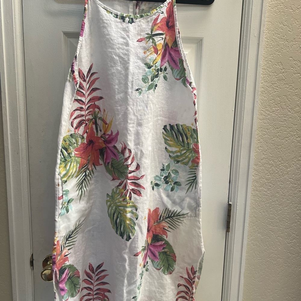 Sun Dress/Cover-Up Hawaiian Floral Linen